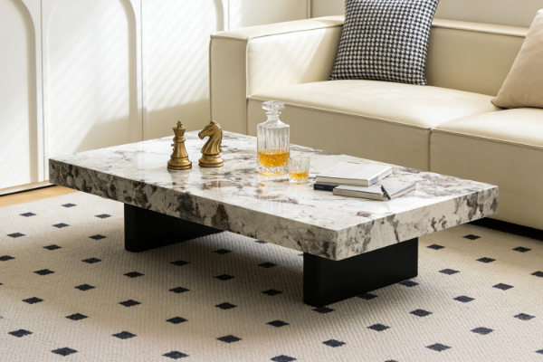 Picture of   [FLOOR MODEL CLEARANCE]LUCIANO 140 Microcrystalline Stone Top Coffee Table (Light)
