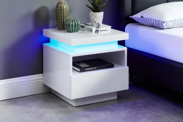 Picture of  [FLOOR MODEL CLEARANCE]GLADE High Gloss Bedside Table with LED Lights