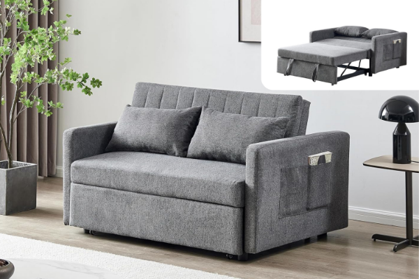 Picture of [FLOOR MODEL CLEARANCE] JOSSILYNN Chenille Fabric Sofa Bed with Side Pocket