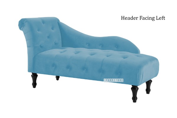 Picture of   [FLOOR MODEL CLEARANCE] ZOE Velvet Flared Arm Chaise Lounge (Blue) - Header Facing Left 