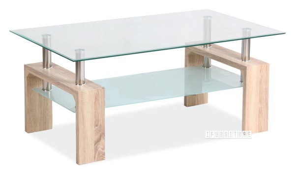 Picture of   [FLOOR MODEL CLEARANCE] HORIZON Glass Coffee Table (Oak Colour)