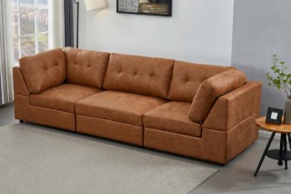 Picture of AUSTEN Fabric Modular Sectional Sofa Range (Brown Gold) - 3PC Combo Set (Armlessx1 + Arm Facing Leftx1 + Arm Facing Rightx1)