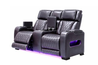 Picture of VOLT Air Leather Dual Motor Power Reclining Sofa Range (Brown) - 2 Seat with Console & Heating and Cooling Cup Holders & Storage & Type-C Port & LED Lighting (2RRC)