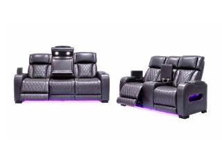 Picture of VOLT Air Leather Dual Motor Power Reclining Sofa Range (Brown) - 3RRC+2RRC Sofa Set