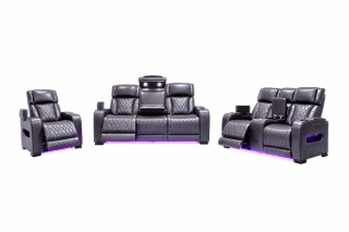 Picture of VOLT Air Leather Dual Motor Power Reclining Sofa Range (Brown) - 3RRC+2RRC+1R Sofa Set