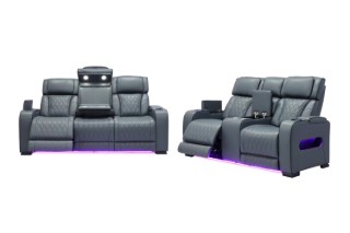 Picture of VOLT Air Leather Dual Motor Power Reclining Sofa Range (Grey) - 3RRC+2RRC Sofa Set