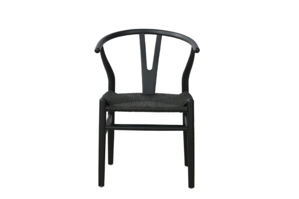 Picture of WISHBONE Solid Wood Y Replica Chair (Black Frame-Black Seat) - 58x55x74