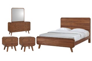 Picture of WALCOTT Solid Walnut Veneer Bedroom Combo Set in Queen Size - 5PC