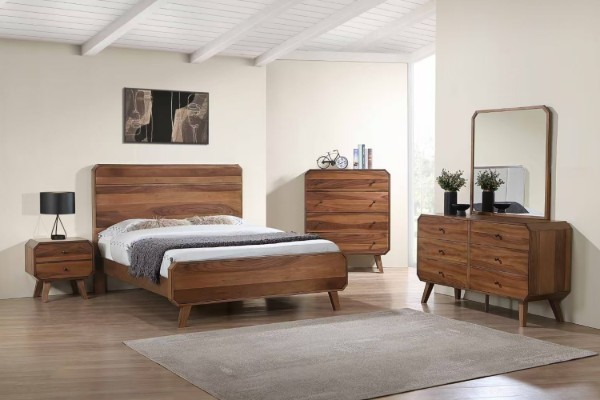 Picture of WALCOTT 4PC/5PC/6PC Genuine Walnut Veneer Bedroom Combo Set in Queen Size