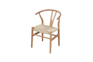 Picture of [FLOOR MODEL CLEARANCE]53x50x79 WISHBONE Solid Wood Y Replica Chair (Natural Frame-Beige Seat)