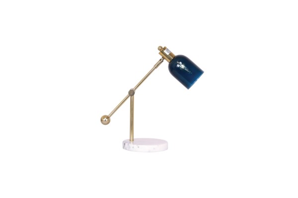 Picture of BELL184 Glass & Metal Task Table Lamp with Marble Base & Adjustable Arm and Shade
