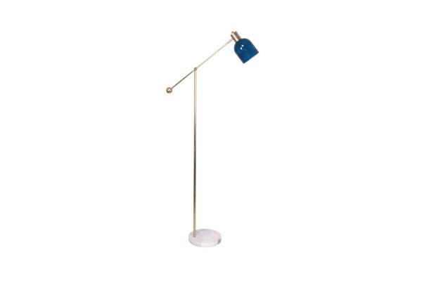 Picture of BELL185 Glass & Metal Floor Lamp with Marble Base & Adjustable Arm and Shade