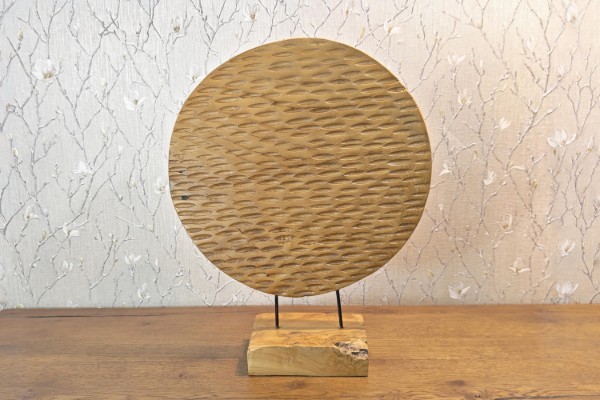 Picture of 650-040 Round Carving Decor Solid Teak Wood Sculpture (40cmx51cm)