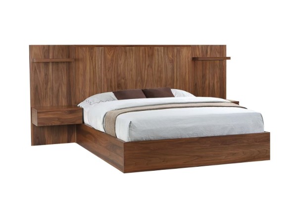 Picture of WALNOVA Solid Walnut Veneer Bedroom Combo Set with Side Pier in Queen Size - 3PC Combo