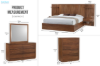 Picture of WALNOVA Solid Walnut Veneer Bedroom Combo Set with Side Pier in Queen Size - 4PC Combo