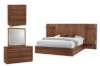 Picture of WALNOVA Solid Walnut Veneer Bedroom Combo Set with Side Pier in Queen Size - 6PC Combo
