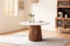 Picture of [FLOOR MODEL CLEARANCE] ALLEY D129 Solid Acacia Wood Round Dining Table with Marble Top