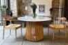 Picture of [FLOOR MODEL CLEARANCE] ALLEY D129 Solid Acacia Wood Round Dining Table with Marble Top