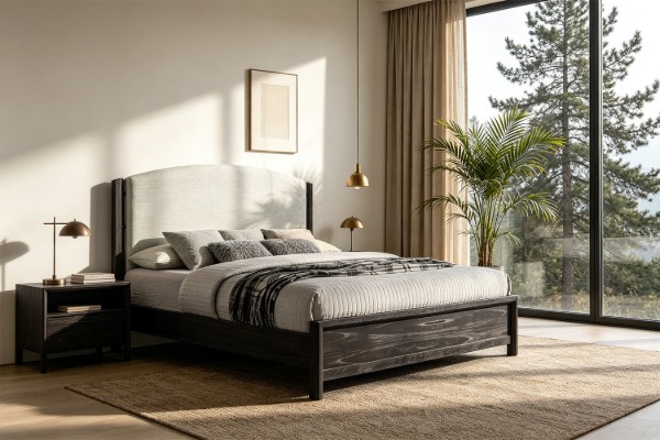 Picture of MONTEREY Solid Mindi Wood Veneer Bed Frame in Queen/King Size