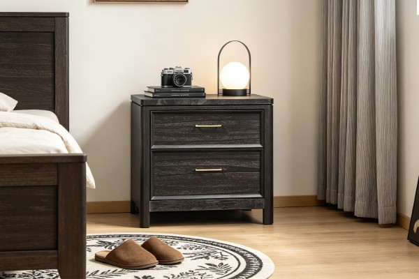 Picture of MONTEREY Genuine Mindi Wood Veneer 2-Drawer Bedside Table
