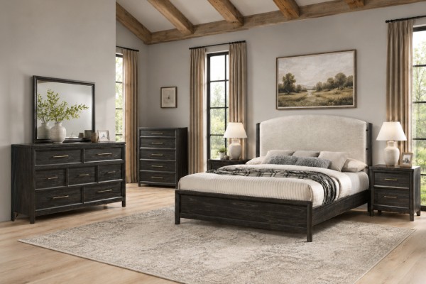 Picture of MONTEREY 4PC/5PC/6PC Solid Mindi Wood Veneer Bedroom Combo Set in Queen/King Size