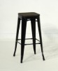 Picture of [FLOOR MODEL CLEARANCE] TOLIX Replica Bar Stool H76 with Rustic Elm Seat - Black