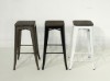 Picture of [FLOOR MODEL CLEARANCE] TOLIX Replica Bar Stool H76 with Rustic Elm Seat - Black