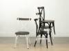 Picture of [FLOOR MODEL CLEARANCE]  HANOVER Metal Cross Back Chair (Solid Elm Seat) - Black