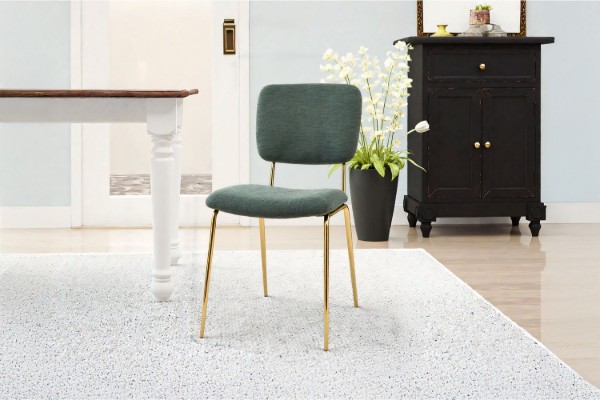 Picture of [FLOOR MODEL CLEARANCE]LASKY Gold Frame Fabric Dining Chair (Green)