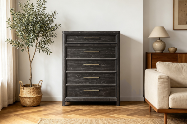 Picture of MONTEREY Genuine Mindi Wood Veneer 5-Drawer Tallboy
