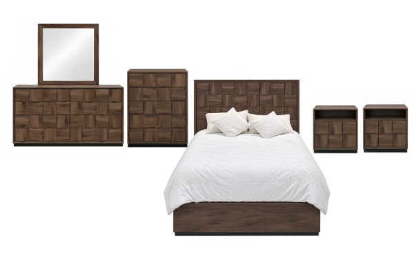 Picture of MERIDIAN 4PC/5PC/6PC Bedroom Combo Set in Queen Size with 3D Panel Design