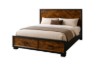 Picture of HERRINGBONE Genuine Wood Veneer Bed with 2 Storage Drawers in Queen/Super King Size