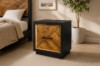 Picture of HERRINGBONE Genuine Wood Veneer Bedside Table with Hidden Compartment