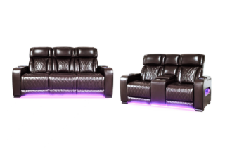 Picture of VOLT Air Leather Dual Motor Power Reclining Sofa Range (Brown) - 3RRC+2RRC Sofa Set