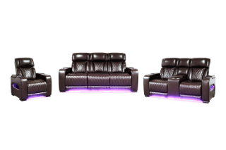 Picture of VOLT Air Leather Dual Motor Power Reclining Sofa Range (Brown) - 3RRC+2RRC+1R Sofa Set