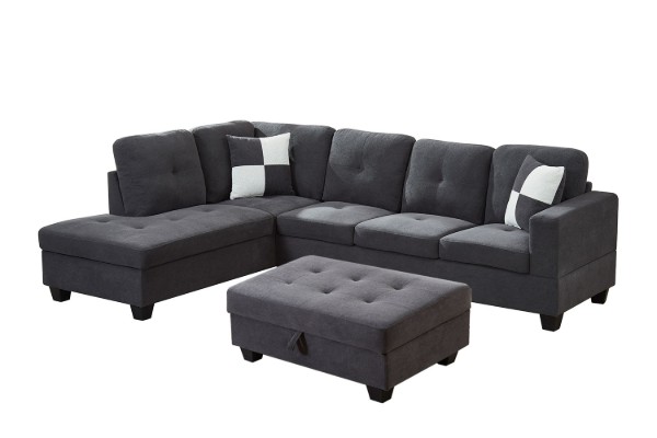 Picture of [FLOOR MODEL CLEARANCE]NEBULA Premium Sectional Sofa with Storage Ottoman - Chaise Facing Left (Dark Grey)