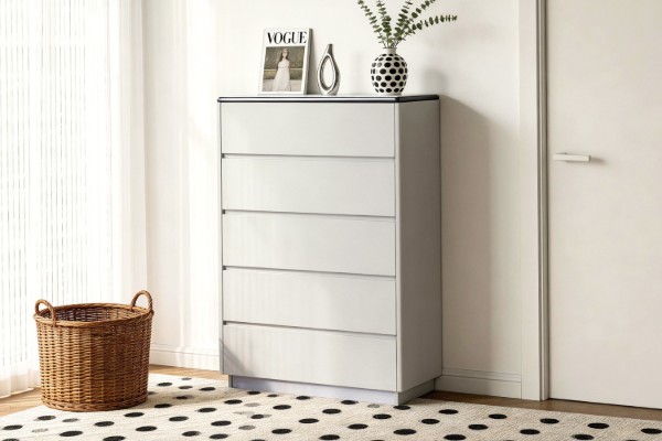 Picture of [FLOOR MODEL CLEARANCE]  LINAS 5-Drawer Engineered Stone Top Tallboy