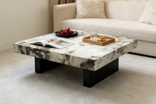 Picture of [FLOOR MODEL CLEARANCE] LUCIANO 100 Microcrystalline Stone Top Square Coffee Table (Light)
