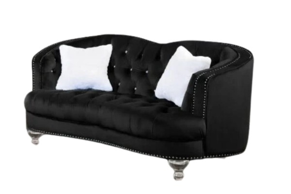 Picture of [FLOOR MODEL CLEARANCE] ALINA 2 Seater Velvet Curved Sofa with Pillows (Black)