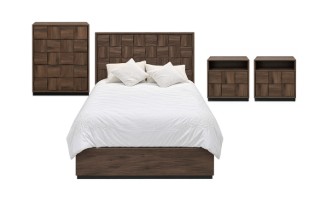 Picture of MERIDIAN Bedroom Combo Set in Queen Size with 3D Panel Design - 4PC Combo
