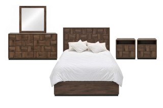 Picture of MERIDIAN Bedroom Combo Set in Queen Size with 3D Panel Design - 5PC Combo
