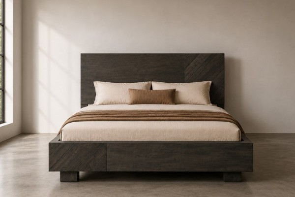 Picture of RIDHELINE Genuine Wood Veneer Bed Frame - Queen Size