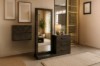 Picture of RIDHELINE Genuine Wood Veneer 3-Drawer Dresser with Mirror with 5-Tier Internal Shelf