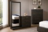 Picture of RIDHELINE Genuine Wood Veneer 3-Drawer Dresser with Mirror with 5-Tier Internal Shelf
