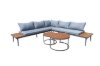 Picture of VERNON Solid Acacia Wood & Steel Frame Outdoor Corner Lounge Sofa Set with 2 Round Nesting Coffee Tables