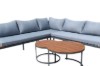 Picture of VERNON Solid Acacia Wood & Steel Frame Outdoor Corner Lounge Sofa Set with 2 Round Nesting Coffee Tables