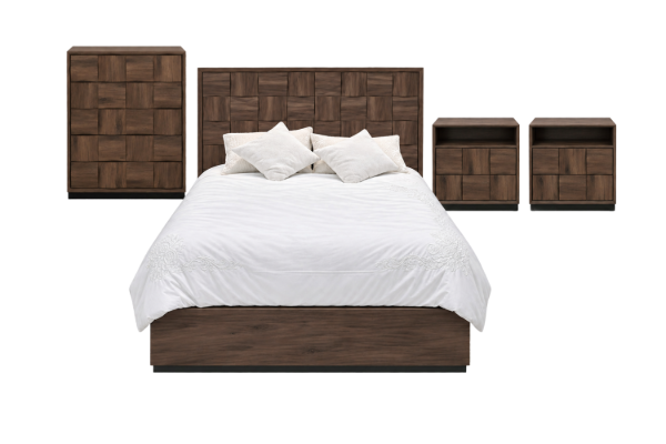 Picture of MERIDIAN Bedroom Combo Set in Queen Size with 3D Panel Design - 4PC Combo