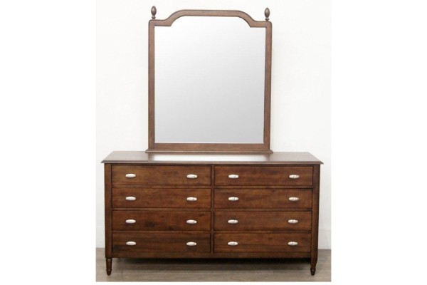 Picture of [FLOOR MODEL CLEARANCE]PRAGUE 8-Drawer Silver Wattle Timber Dresser with Mirror