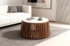 Picture of [FLOOR MODEL CLEARANCE] ALLEY Solid Acacia Wood Round Coffee Table with Marble Top