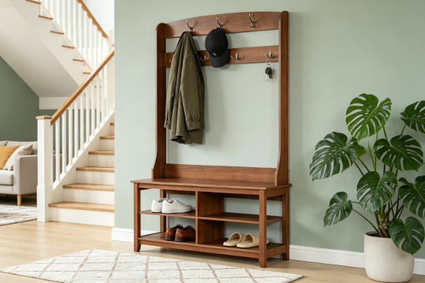 Picture of ELLIS 175 Hall Tree with Shoe Bench, Coat Rack & Shelves